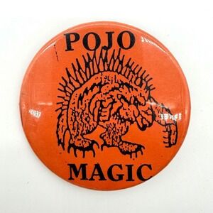 POJO MAGIC Orange Dragon Graphic‎ Pin Button Badge Th Gathering Magazine